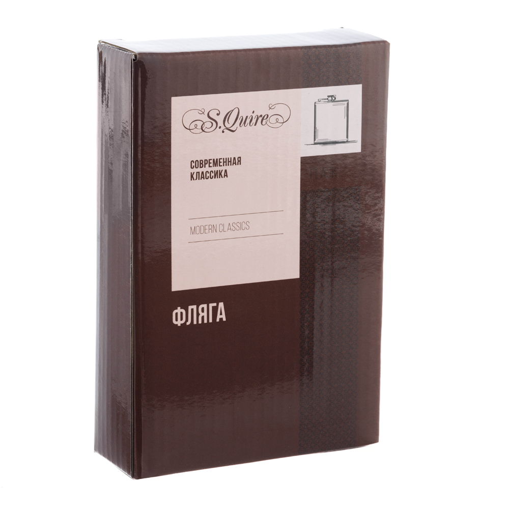Фляга S.Quire 0,24 л, сталь+натуральная кожа, коричневая