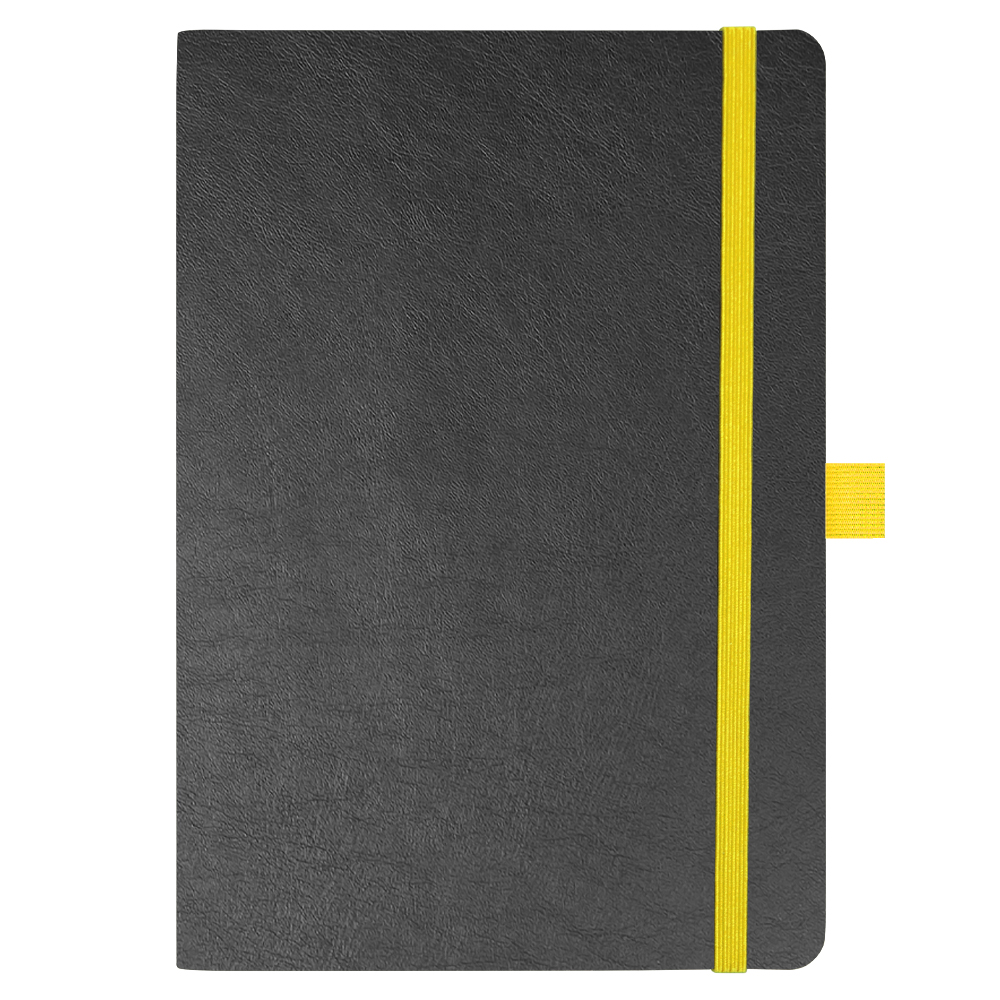 Блокнот Flexy Forest Urban Soft leather  А5, недатированный, с резинкой и петлей для ручки, в гибкой обложке, черно-желтый_ЧЕРНЫЙ 4