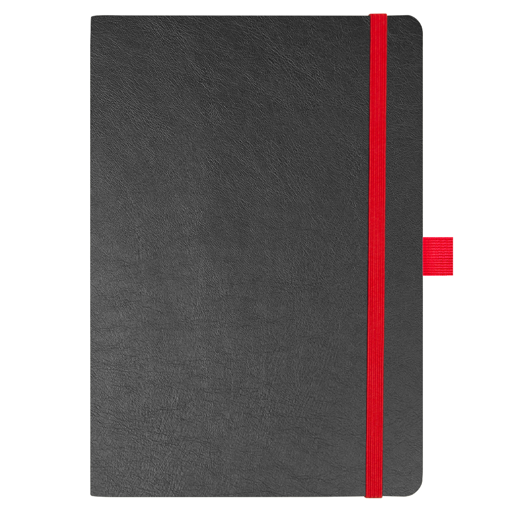 Блокнот Flexy Forest Urban Soft leather  А5, недатированный, с резинкой и петлей для ручки, в гибкой обложке, черно-красный