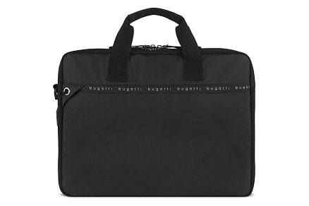 Портфель мужской BUGATTI Blanc Delight, чёрный, нейлон RPET600D/тарпаулин/полиэстер, 40х10х29 см