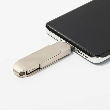 USB flash-карта CIRCLE OTG Type-C (8Гб), серебристая, 6,5х1,5х0,82 см, металл