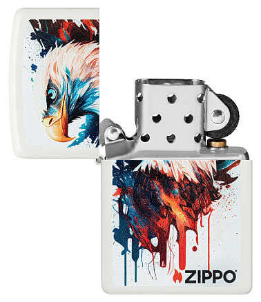Зажигалка ZIPPO Painted Eagle Design с покрытием White Matte, латунь/сталь, белая, матовая, 38x13x57 мм