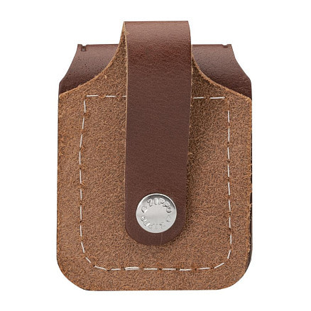 Чехол ZIPPO для широкой зажигалки, кожа, с кожаным фиксатором на ремень, коричневый, 57x30x75 мм