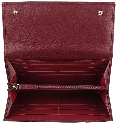 Кошелёк женский BUGATTI Lady Top, красный, натуральная воловья кожа, 20х2,5х10,5 см