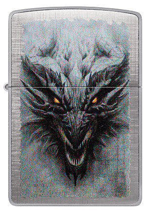 Зажигалка ZIPPO Dragon Design с покрытием Linen Weave, латунь/сталь, серебристая, 38x13x57 мм