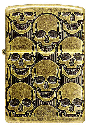 Зажигалка ZIPPO Armor® Cackling Cranium с покрытием Antique Brass, латунь/сталь, золотистая, матовая, 38x13x57 мм