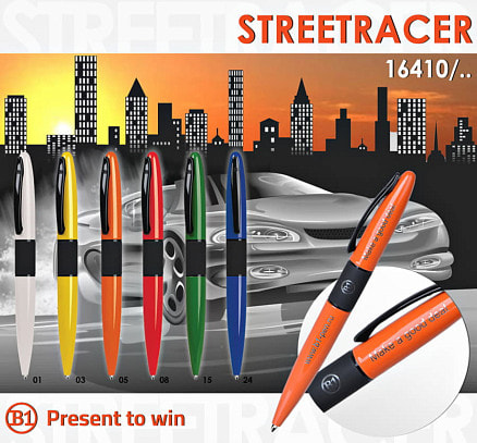 STREETRACER, ручка шариковая, белый/черный, металл
