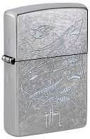 Зажигалка ZIPPO Guy Harvey с покрытием Street Chrome, латунь/сталь, серебристая, 38x13x57 мм