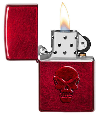 Зажигалка ZIPPO Doom с покрытием Candy Apple Red, латунь/сталь, красная, глянцевая, 38x13x57 мм