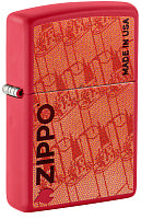 Зажигалка ZIPPO Made in USA Design с покрытием Red Matte, латунь/сталь, красная, 38x13x57 мм