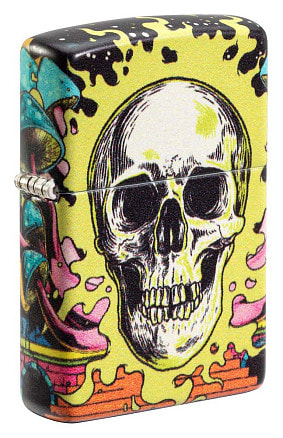 Зажигалка ZIPPO Skull Design с покрытием Glow In The Dark Green,латунь/сталь,разно