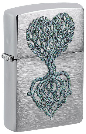 Зажигалка ZIPPO Rooted in Love Design с покрытием Brushed Chrome, латунь/сталь, серебристая, 38x13x57 мм