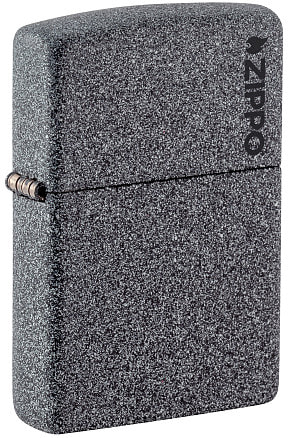 Зажигалка ZIPPO Logo с покрытием Iron Stone™, латунь/сталь, серая, матовая, 38x13x57 мм