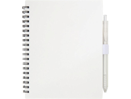 Набор Niove из блокнота из переработанного пластика в мягкой обложке и шариковой ручки (синие чернила) - Белый