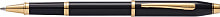 Ручка-роллер Cross Century II Black lacquer, черный лак с позолотой 23К