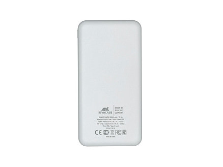 RIVACASE VA2532 (10000 мАч) QC/PD 20W внешний аккумулятор с дисплеем, белый 12/48