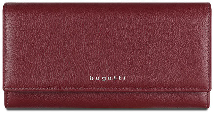 Кошелёк женский BUGATTI Lady Top, красный, натуральная воловья кожа, 20х2,5х10,5 см