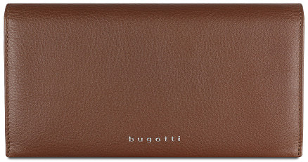 Кошелёк женский BUGATTI Lady Top, коньячный, натуральная воловья кожа, 19,5х2х10 см