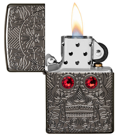 Зажигалка ZIPPO Armor™ Crystal с покрытием High Polish Black Ice®, латунь/сталь, чёрная, 38x13x57 мм