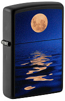 Зажигалка ZIPPO Moon Sunset с покрытием Black Light, латунь/сталь, чёрная, матовая, 38x13x57 мм