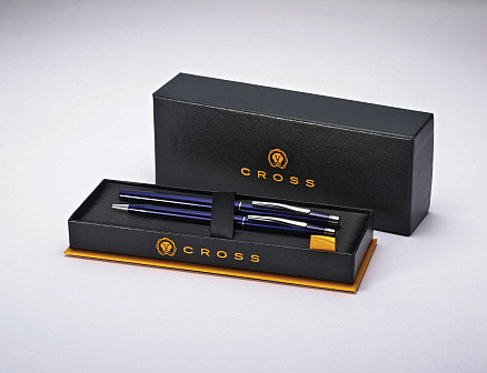 Набор Cross Classic Century Translucent Blue Lacquer: шариковая ручка и ручка-роллер,, синий