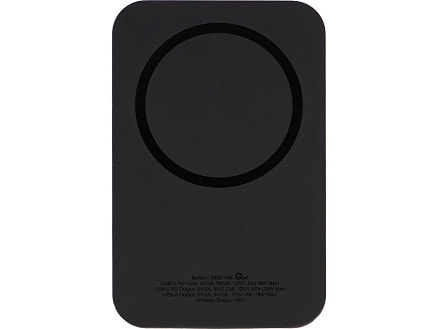 Магнитный беспроводной внешний аккумулятор MagnetIQ, 5000 mah, 10 W, черный