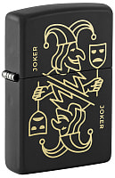 Зажигалка ZIPPO Masked Joker Design с покрытием Black Matte, латунь/сталь, черная, 38x13x57 мм