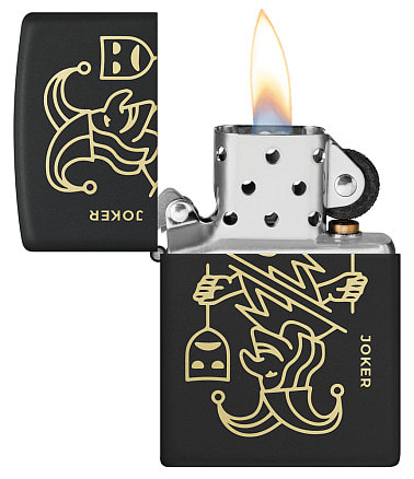 Зажигалка ZIPPO Masked Joker Design с покрытием Black Matte, латунь/сталь, черная, 38x13x57 мм