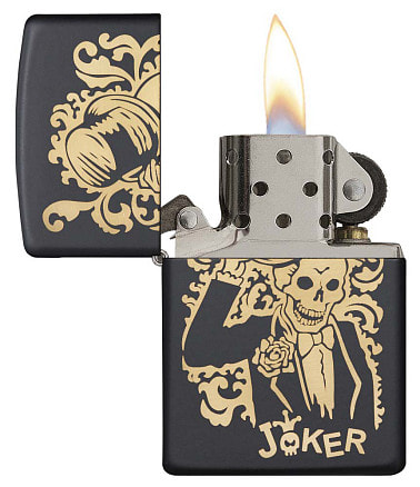 Зажигалка ZIPPO Skull Design с покрытием Black Matte, латунь/сталь, черная, 38x13x57 мм