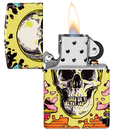 Зажигалка ZIPPO Skull Design с покрытием Glow In The Dark Green,латунь/сталь,разно