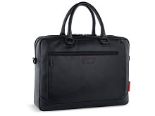 Портфель мужской BUGATTI Clark, чёрный, воловья кожа/полиэстер, 40х9,5х29 см, 10 л