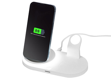 Складная зарядная станция с беспроводной зарядкой Flashport, 15 Вт, белый (Р)