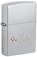 Зажигалка ZIPPO Love Design с покрытием Satin Chrome, латунь/сталь, серебристая, 38x13x57 мм