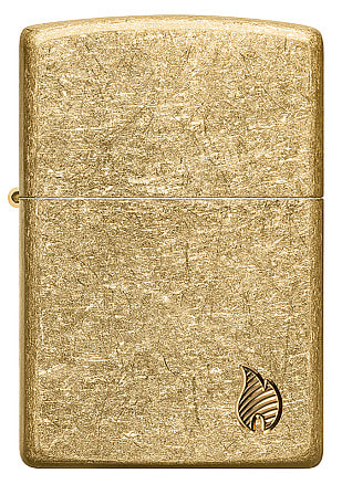 Зажигалка ZIPPO Armor® Flame c покрытием Tumbled Brass, латунь/сталь, золотистая, 38x13x57 мм