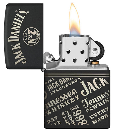 Зажигалка ZIPPO Jack Daniel's с покрытием Black Matte, латунь/сталь, разно