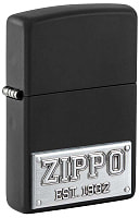 Зажигалка ZIPPO License Plate с покрытием Black Matte, латунь/сталь, черная, 38x13x57 мм