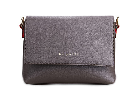 Сумка наплечная женская BUGATTI Ella, тёмно-коричневая, полиуретан, 27х9х20,5 см