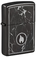 Зажигалка ZIPPO Marble Flame с покрытием High Polish Black, латунь/сталь, черная, глянцевая, 38x13x57 мм