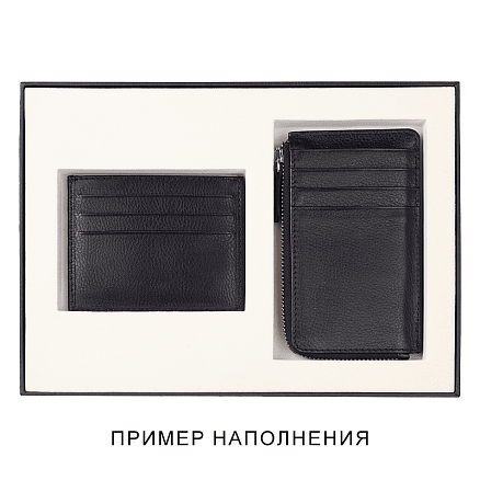 Коробка подарочная, размер 24*17,5*3 см, Solution Superior Linen, черная, бежевый ложемент под два прямоугольных предмета
