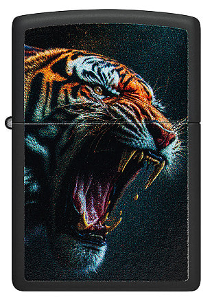 Зажигалка ZIPPO Tiger Roar Design с покрытием Black Matte, латунь/сталь, черная, 38x13x57 мм