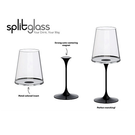 Хрустальный бокал для красного вина на магните Trebonn SplitGlass, 2 шт, 450 мл