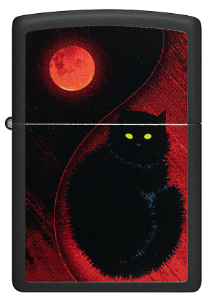 Зажигалка ZIPPO Black Cat с покрытием Black Matte, латунь/сталь, черная, матовая, 38x13x57 мм