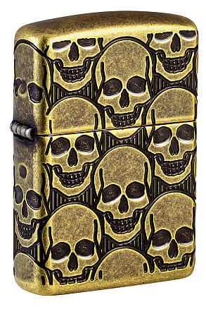 Зажигалка ZIPPO Armor® Cackling Cranium с покрытием Antique Brass, латунь/сталь, золотистая, матовая, 38x13x57 мм