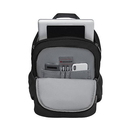 Рюкзак WENGER Quadma 16'', черный, полиэстер, 33x17x43 см, 22 л