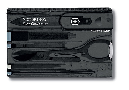 Швейцарская карточка VICTORINOX SwissCard Classic, 10 функций, полупрозрачная чёрная