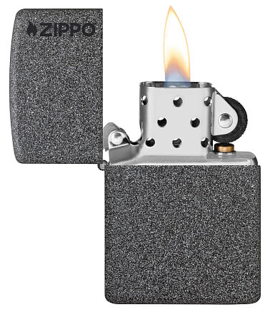 Зажигалка ZIPPO Logo с покрытием Iron Stone™, латунь/сталь, серая, матовая, 38x13x57 мм