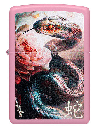 Зажигалка ZIPPO Mazzi® Anaconda с покрытием Pink Matte, латунь/сталь, розовая, матовая, 38x13x57 м