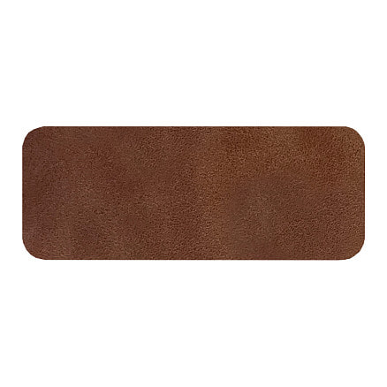 Шеврон Rectangle Smooth Leather размер 75*29 мм, коричневый, со скругленными углами