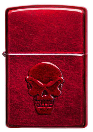 Зажигалка ZIPPO Doom с покрытием Candy Apple Red, латунь/сталь, красная, глянцевая, 38x13x57 мм