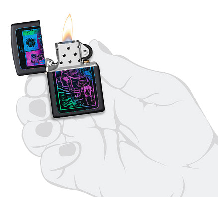 Зажигалка ZIPPO Tarot Card с покрытием Black Matte, латунь/сталь, чёрная, матовая, 38x13x57 мм